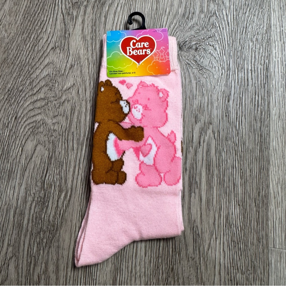 Care Bears Pink Crew Socks Size 9-13 NWT